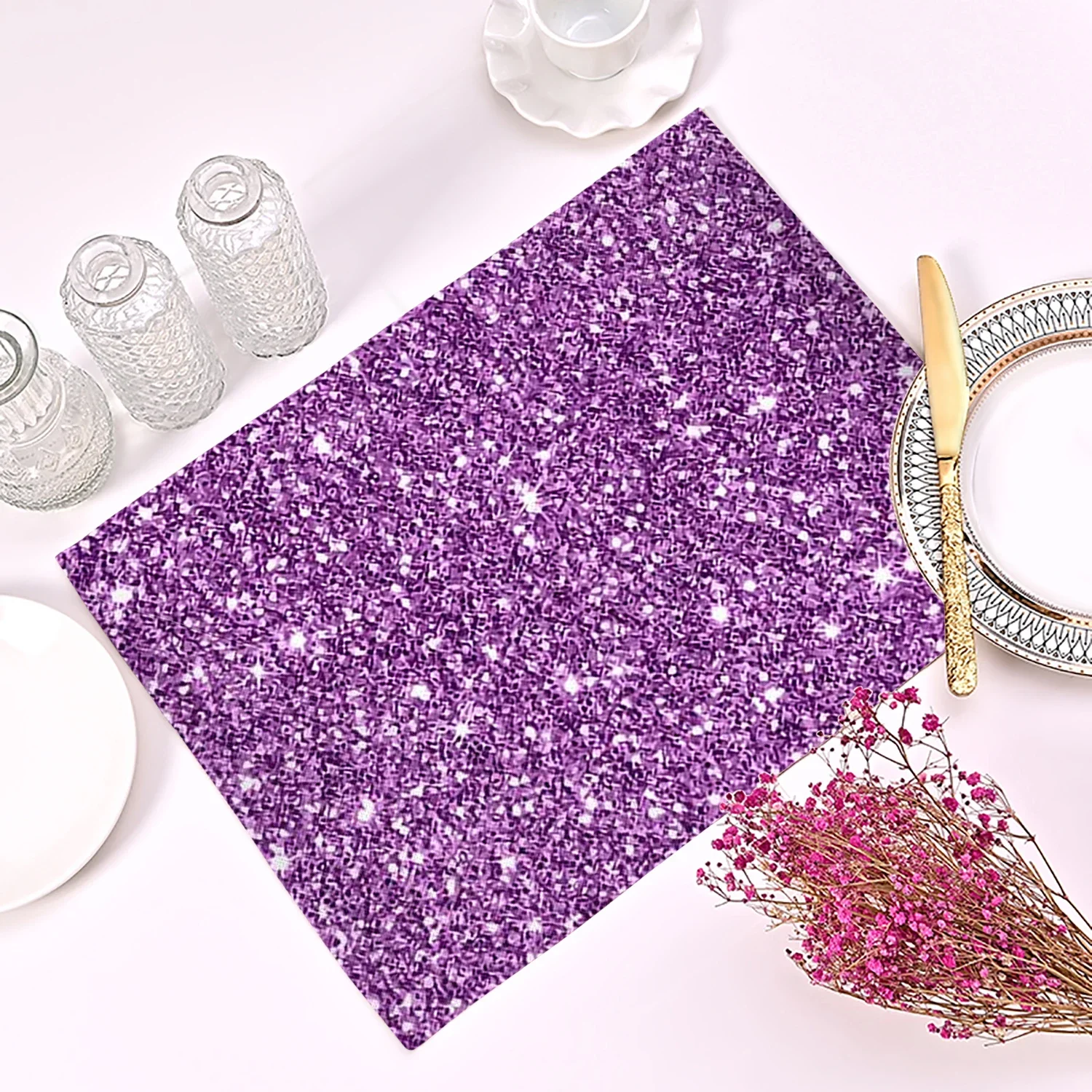Commercial Kitchen Table - Purple Geometric Pattern Kitchen Placemat for