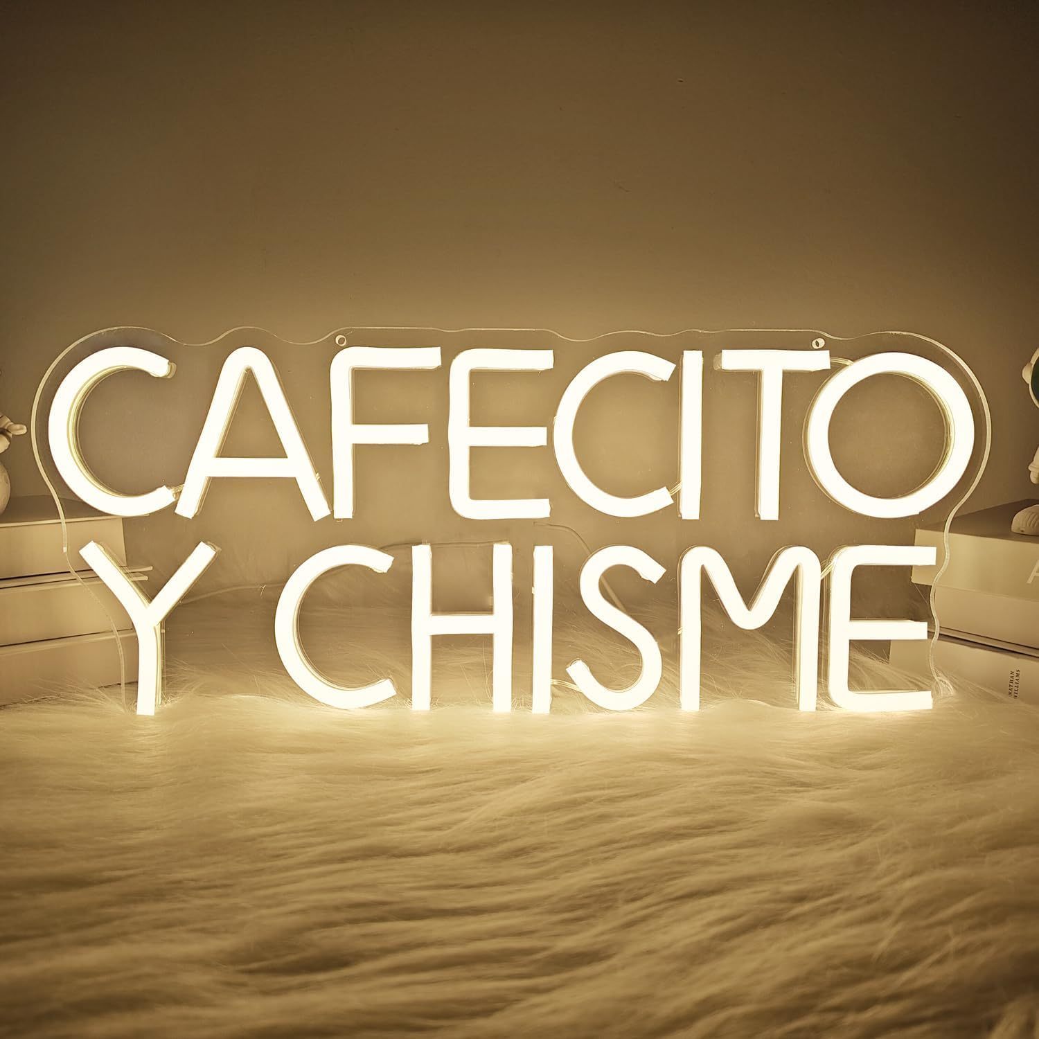 Commercial Kitchen Walls - Cafecito Y Chisme Neon Sign Warm