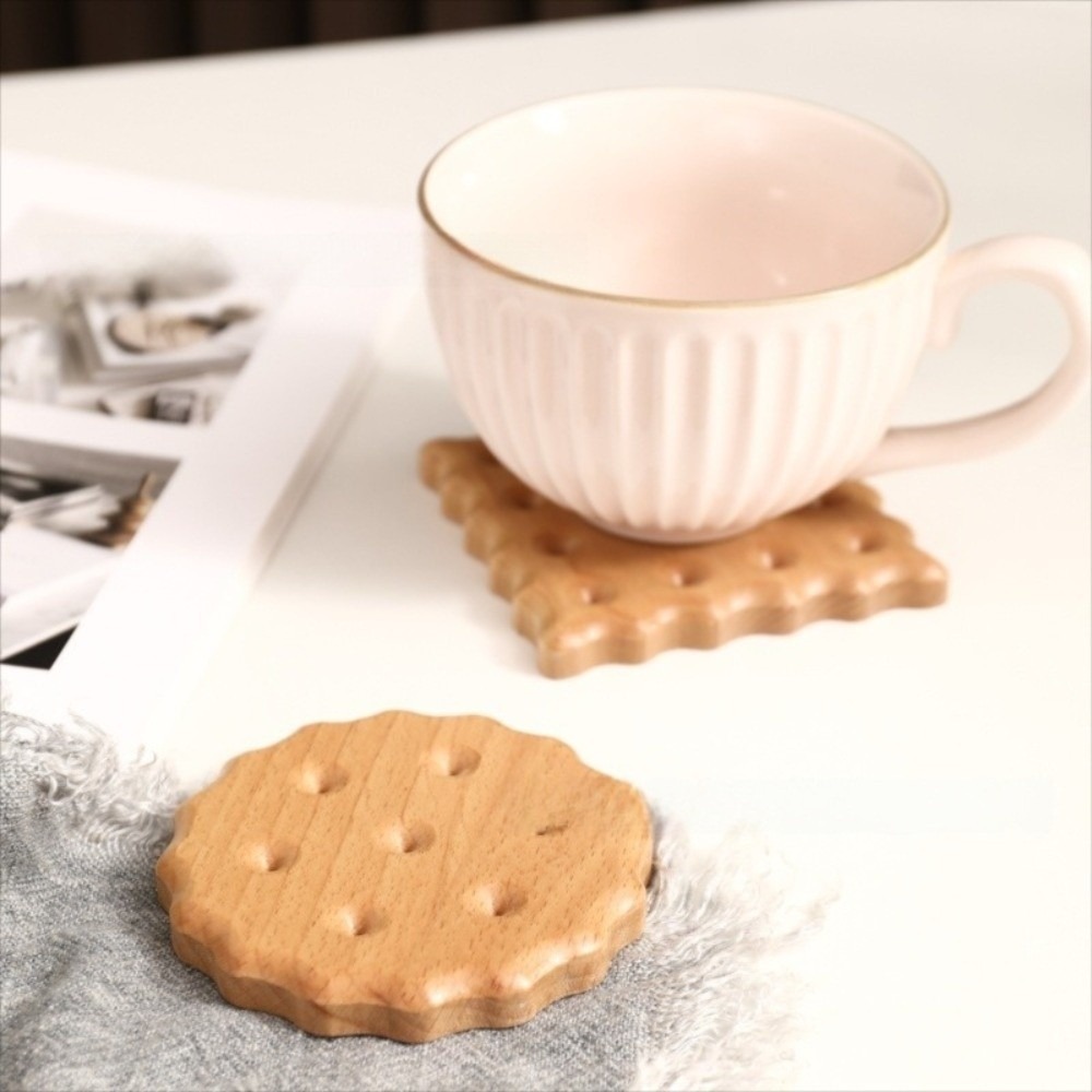Commercial Kitchen Table - Creative Solid Wood Cookie Coasters Biscuit