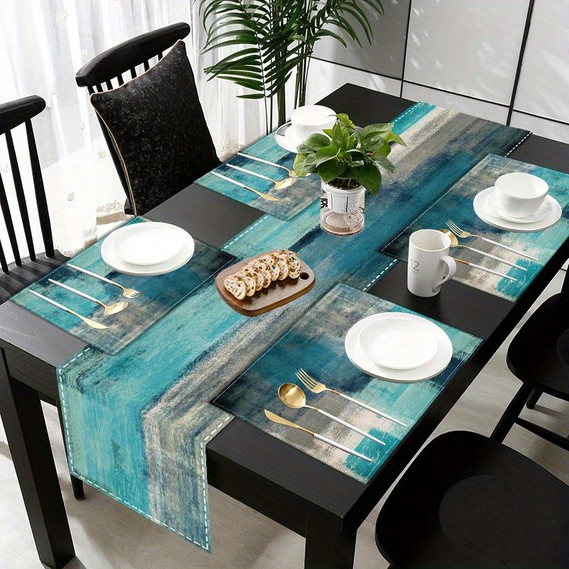 Commercial Kitchen Table - VIKAMA Morandi Abstract Ink Table Runner