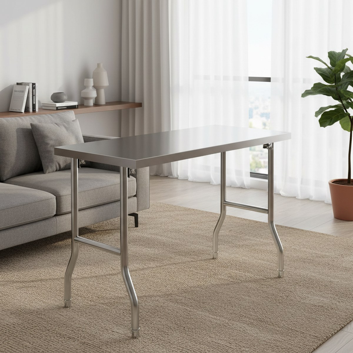 Commercial Kitchen Table - Heavy Duty Stainless Steel Folding Prep
