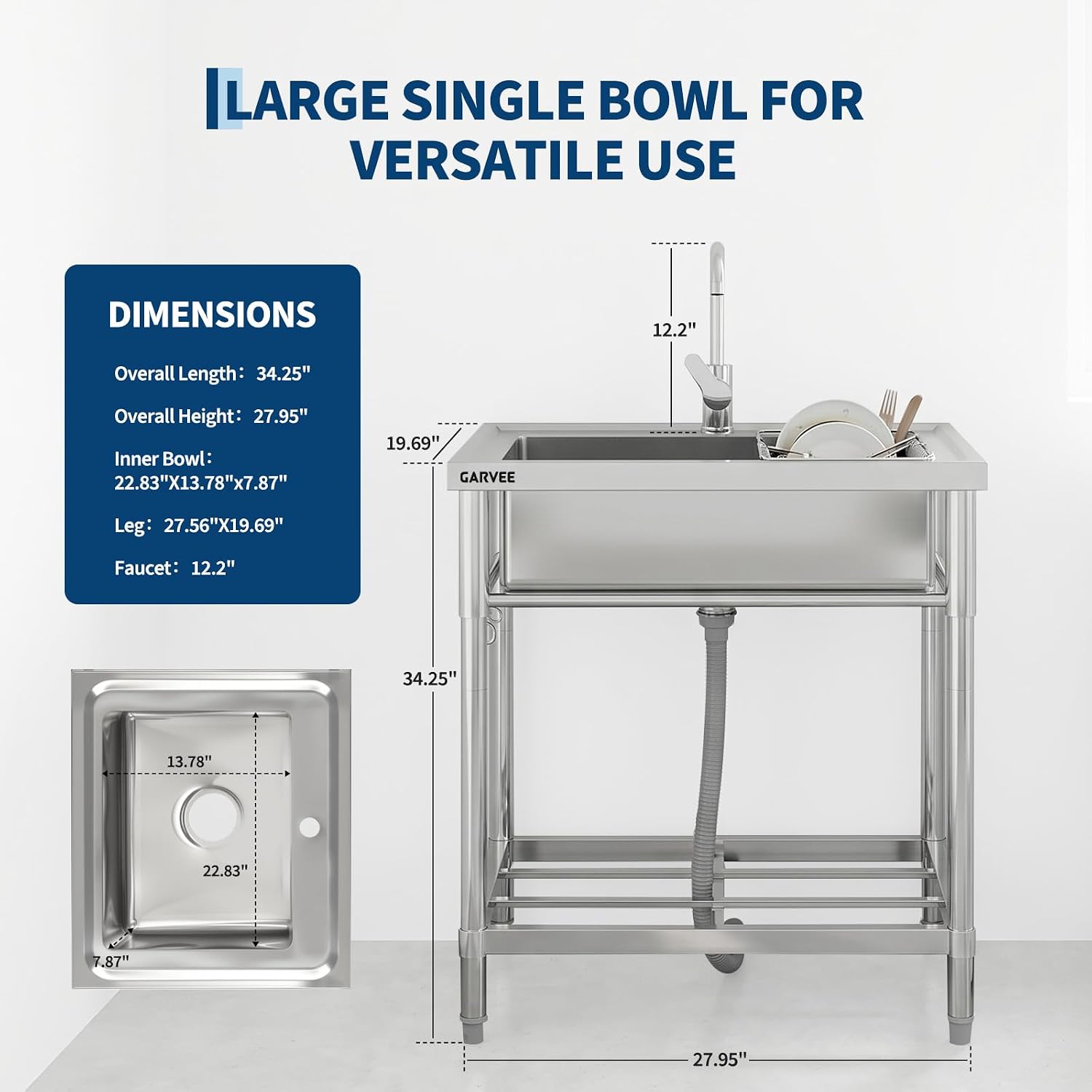 Stainless Steel Utility Sink W - đánh giá và giá Commercial Kitchen Taps