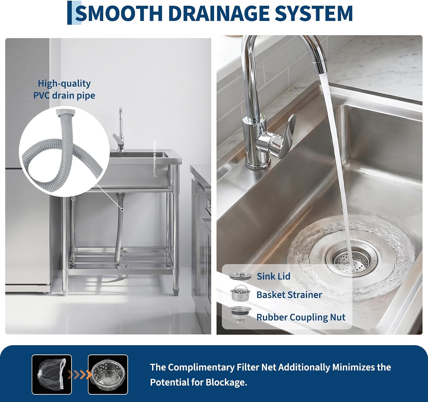 Stainless Steel Utility Sink W - đánh giá và giá Commercial Kitchen Taps
