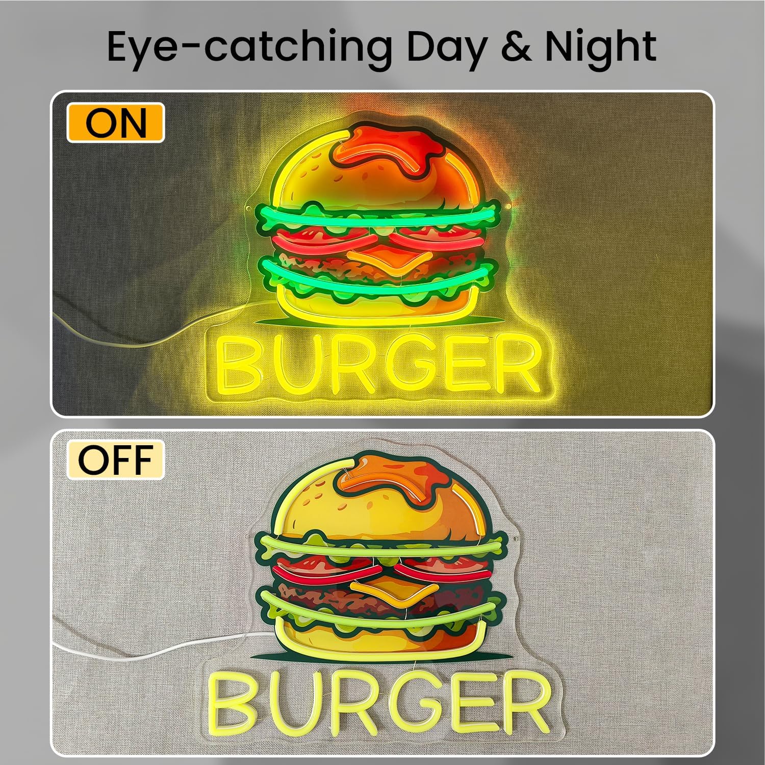 Burger Neon Sign, LED Hamburge - đánh giá và giá Commercial Kitchen Walls