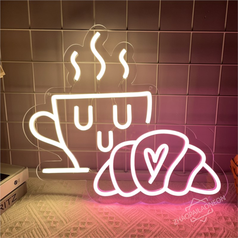 Coffee Bread Neon Sign Croissa - đánh giá và giá Commercial Kitchen Walls
