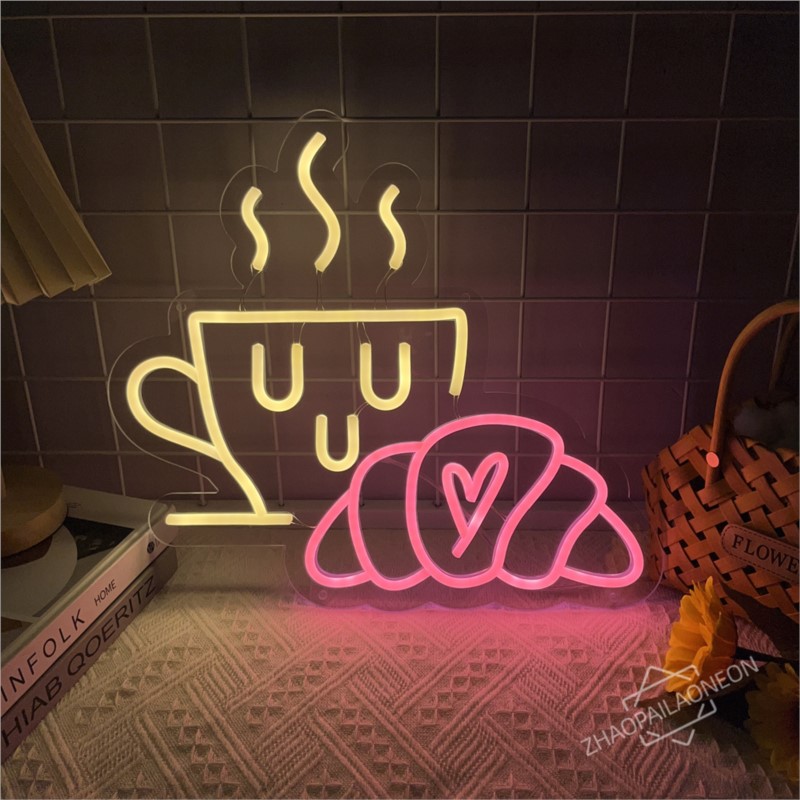 Coffee Bread Neon Sign Croissa - đánh giá và giá Commercial Kitchen Walls
