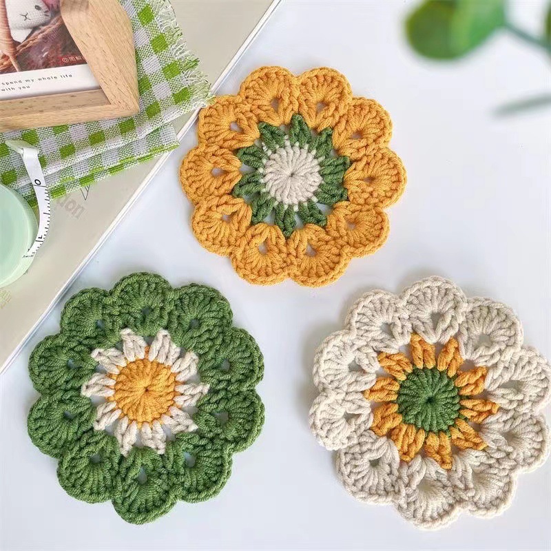 1PCS Woven Coasters Sunflower  - đánh giá và giá Commercial Kitchen Table