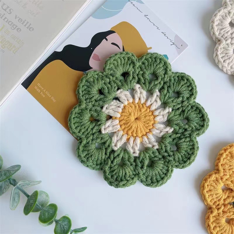 1PCS Woven Coasters Sunflower  - đánh giá và giá Commercial Kitchen Table