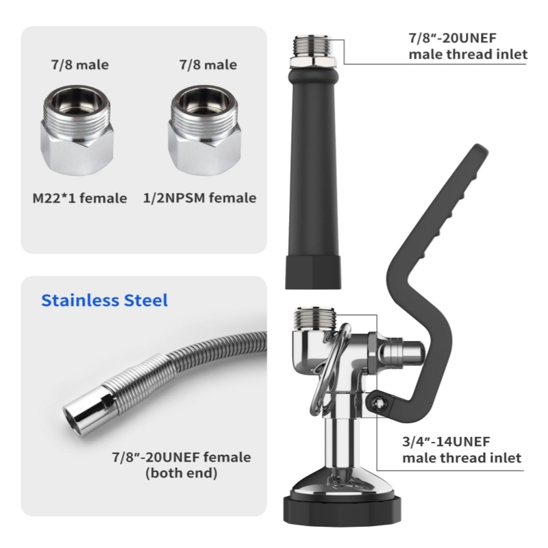 45” Stainless-Steel Hose with  - đánh giá và giá Commercial Kitchen Taps