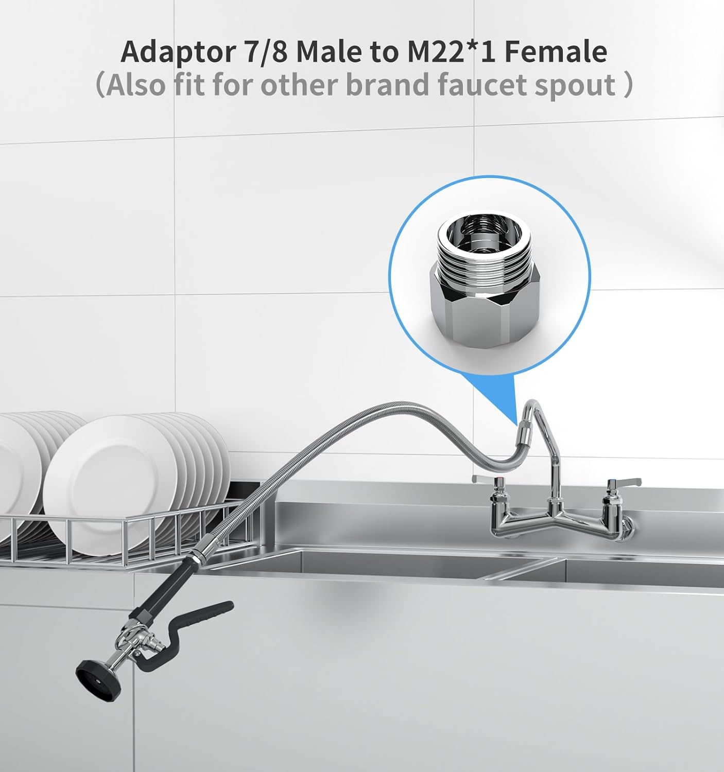 45” Stainless-Steel Hose with  - đánh giá và giá Commercial Kitchen Taps