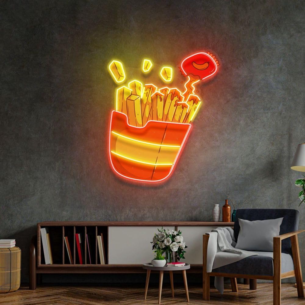 Custom French Fries Neon Sign  - đánh giá và giá Commercial Kitchen Walls