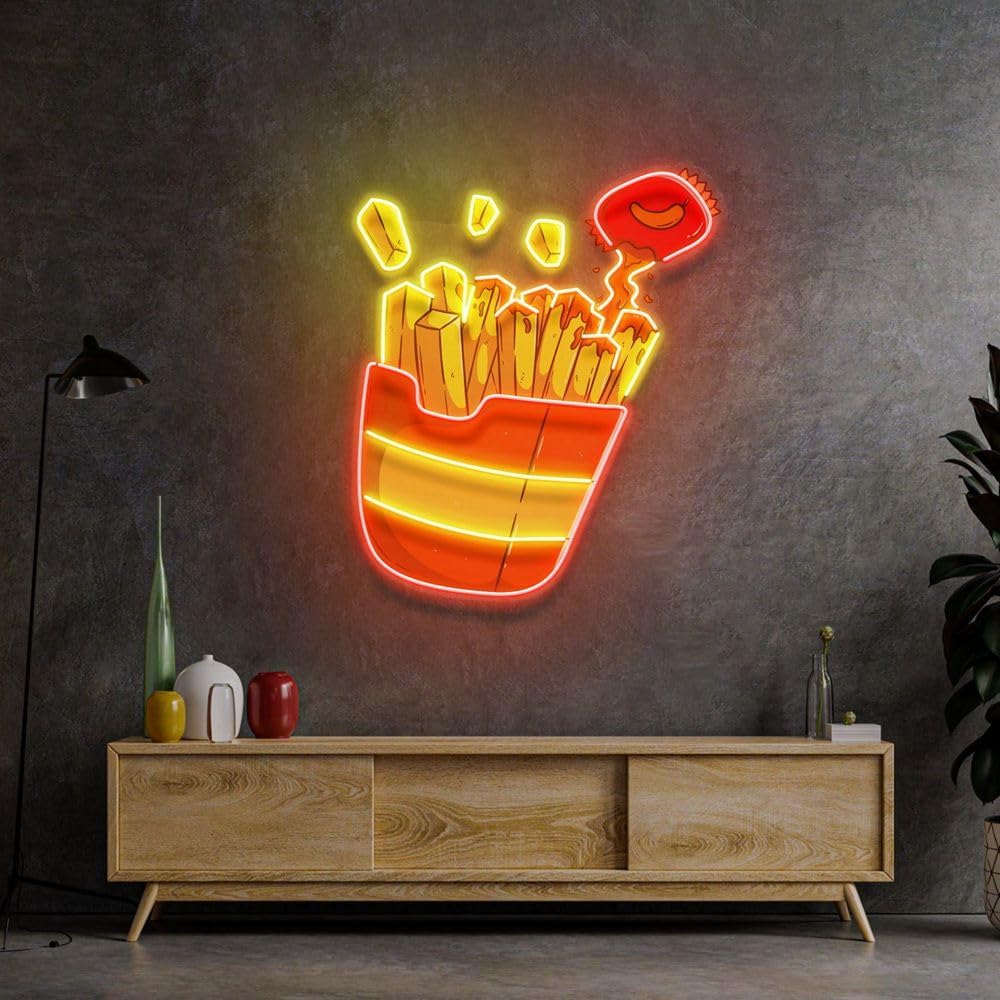 Custom French Fries Neon Sign  - đánh giá và giá Commercial Kitchen Walls