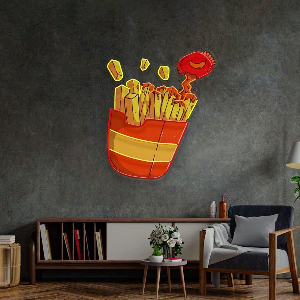 Custom French Fries Neon Sign  - đánh giá và giá Commercial Kitchen Walls