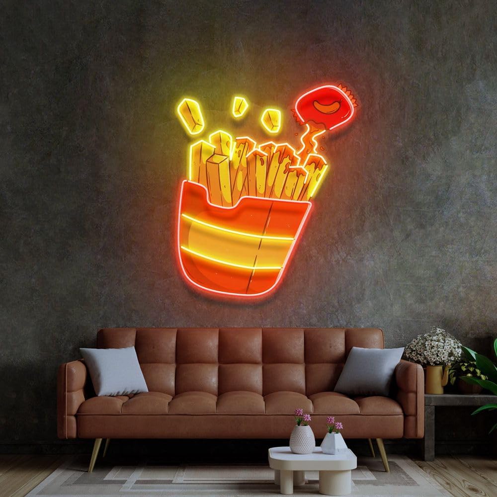Custom French Fries Neon Sign  - đánh giá và giá Commercial Kitchen Walls