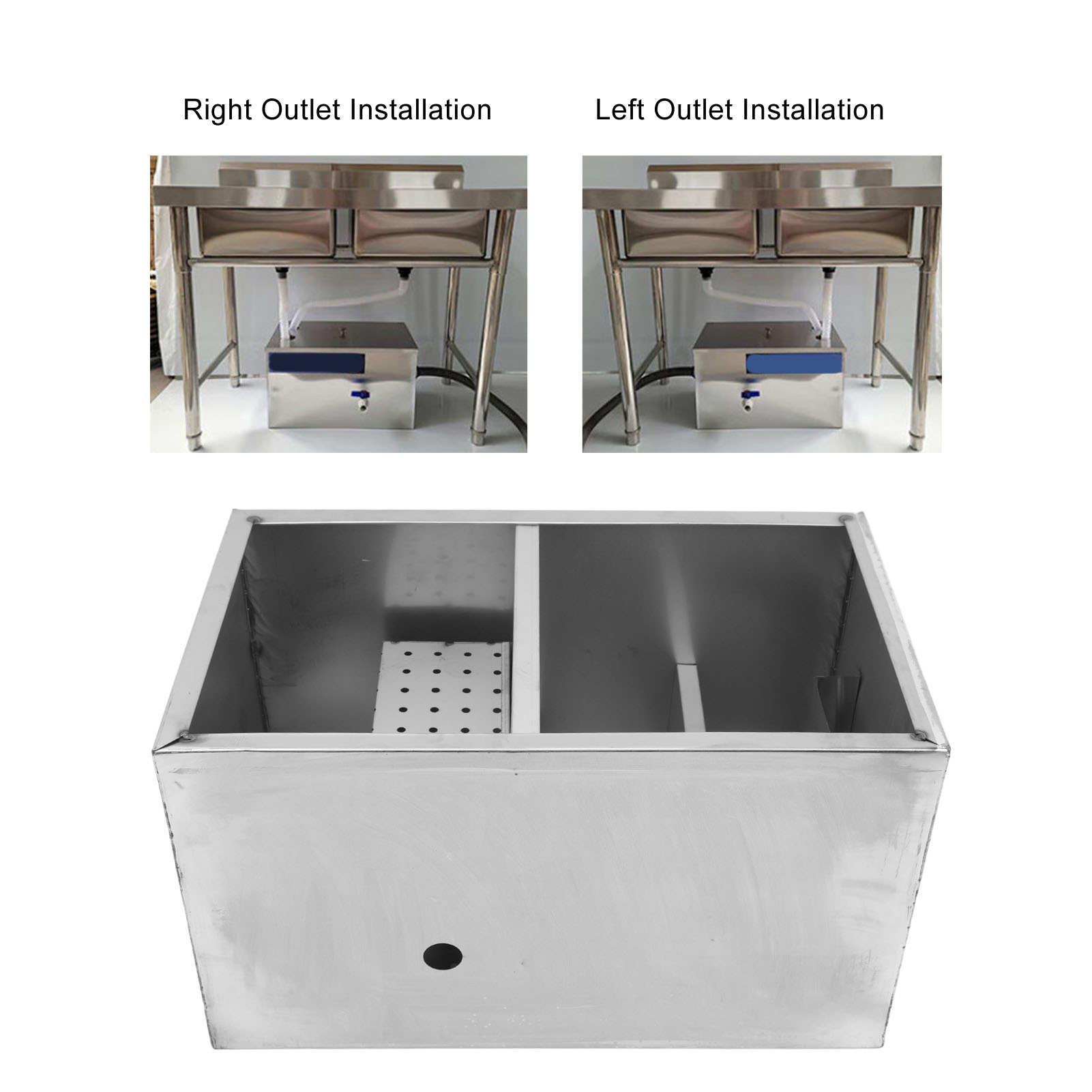 400x250x230mm Stainless Steel  - đánh giá và giá Commercial Kitchen Grease Interceptor