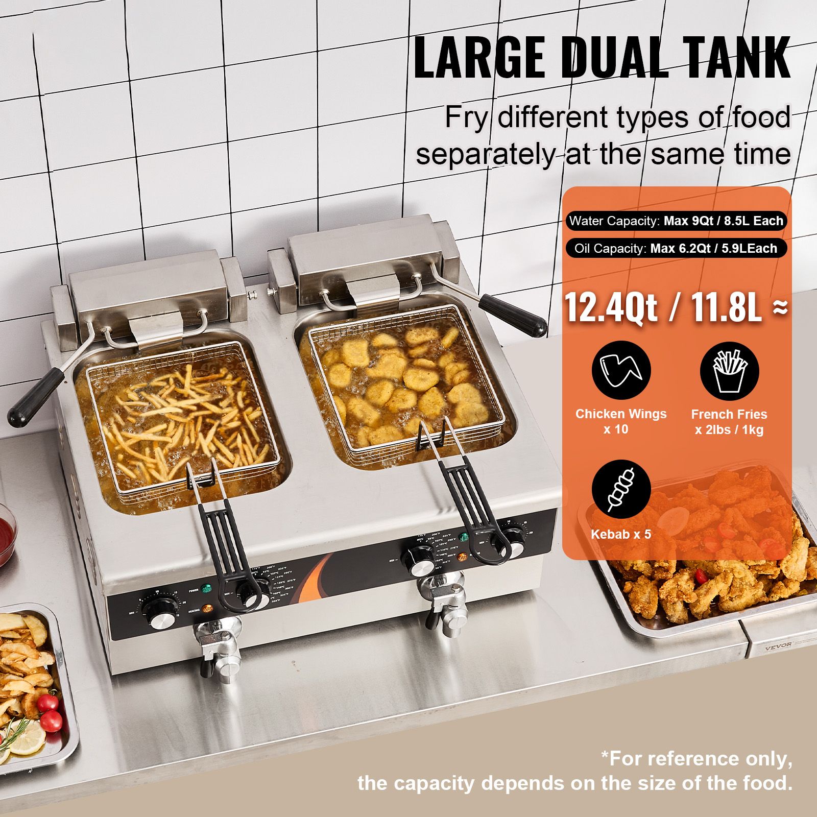 Commercial Deep Fryer 3500W, D - đánh giá và giá Commercial Kitchen Use